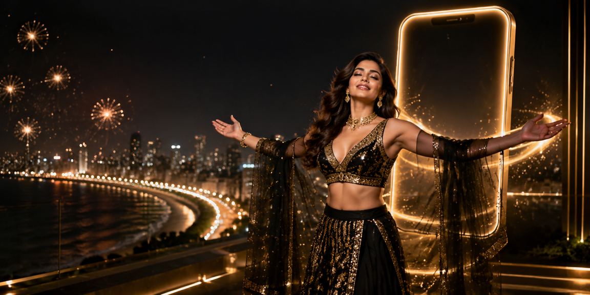 Mumbai Marine Drive cityscape with festive casino bonus lights